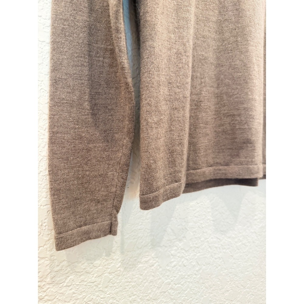 Brown‎ Merino Extrafine Wool Crew Neck Sweater S Luxury Minimalist Fisherman - Picture 4 of 8